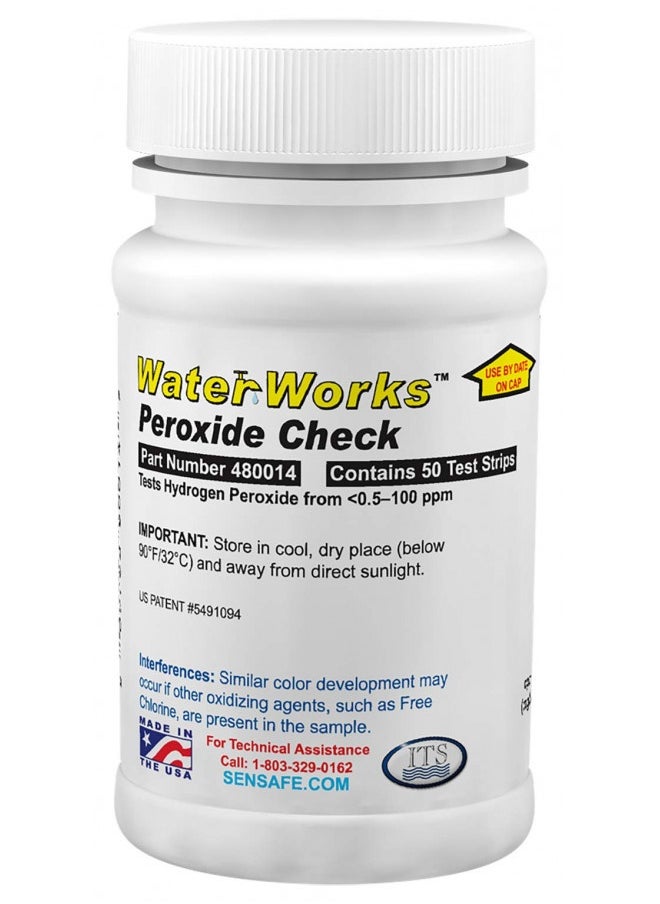 Industrial Test Systems Industrial Test Systems | 480014 Waterworks Peroxide (H2O2) Test Strip | 0-100Ppm Range | 30-Second Test Time | 50 Test Strips | Top Selling Peroxide Strip | For Pool And Spa, Drinking H2O, Laundry,  - Image 1