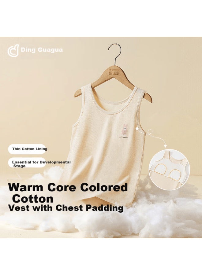 Top melon Dingguagua Girls' Developmental Cotton Vest Innerwear Tank Top Children's Cotton Bra Anti-outline Teen Girl Color Cotton 150/75 - Image 1