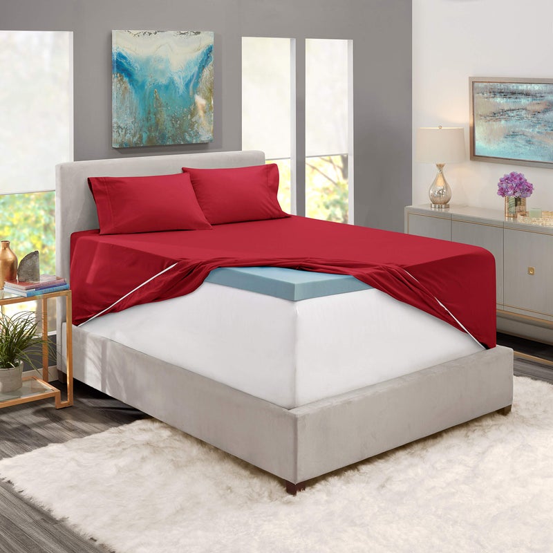 Nestl Queen Size Sheet Set, 4 Piece Extra Deep Pocket (18-24 inches), Microfiber, Cooling, Hotel Luxury, Soft, Breathable, Wrinkle-Free, Easy to Care, Burgundy Red - Image 4