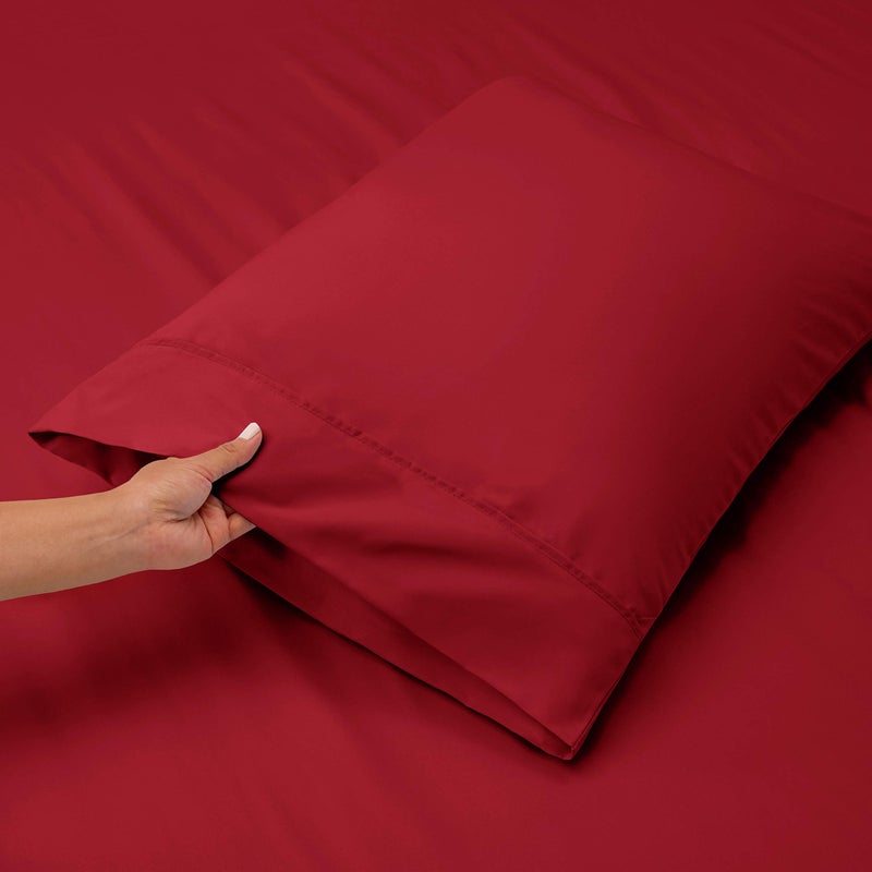 Nestl Queen Size Sheet Set, 4 Piece Extra Deep Pocket (18-24 inches), Microfiber, Cooling, Hotel Luxury, Soft, Breathable, Wrinkle-Free, Easy to Care, Burgundy Red - Image 5