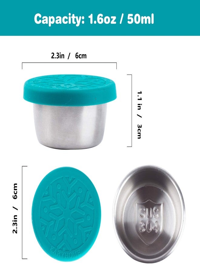 LALASTAR Salad Dressing Container To Go, 4x1.6oz Stainless Steel Condiment Containers with Lids, Premium Silicone, Leakproof and Reusable Small Containers with Lids - Image 5
