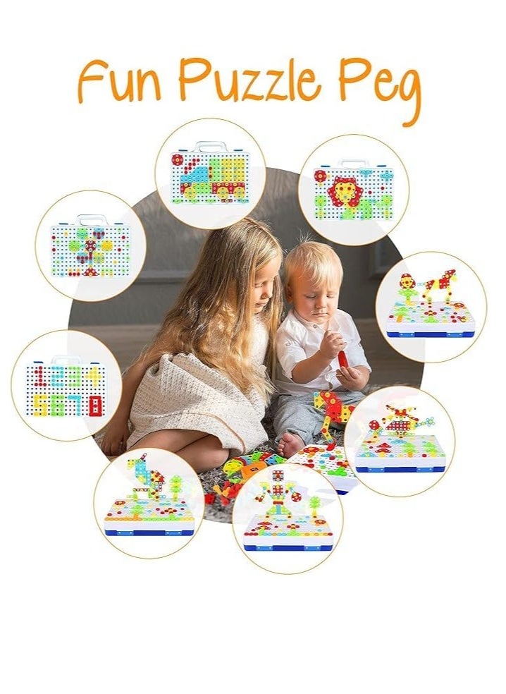 General 237 Pieces Creative Mosaic Toy Drill Puzzle Set for Kids, STEM Learning Educational Toys, Drill and Screwdriver Engineering Building Kit for Boys and Girls Ages 3 4 5 6 7 8 9 10 Year Old  - Image 2
