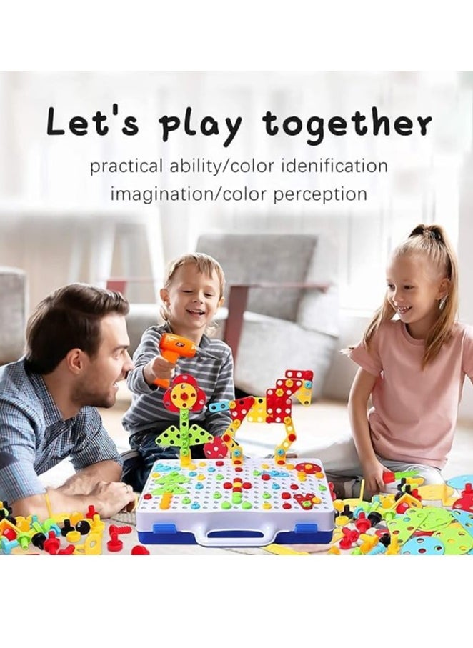 General 237 Pieces Creative Mosaic Toy Drill Puzzle Set for Kids, STEM Learning Educational Toys, Drill and Screwdriver Engineering Building Kit for Boys and Girls Ages 3 4 5 6 7 8 9 10 Year Old  - Image 3