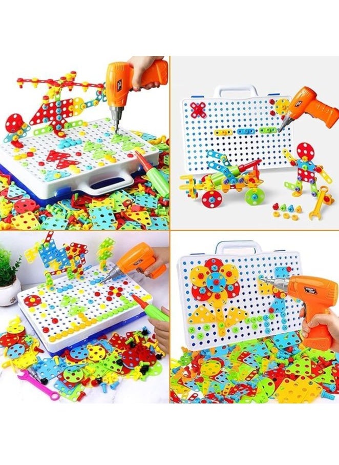 General 237 Pieces Creative Mosaic Toy Drill Puzzle Set for Kids, STEM Learning Educational Toys, Drill and Screwdriver Engineering Building Kit for Boys and Girls Ages 3 4 5 6 7 8 9 10 Year Old  - Image 4