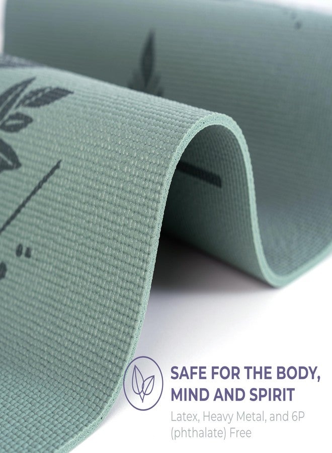 Sunshine Yoga Ascend Yoga Mat with Alignment Marks - Premium 6mm Thick, 72" x 24" Reversible Exercise Mat - Non Slip, Tear Resistant, Workout Mats for Pilates, Home, Studio, Gym, Floor Stretching - Sage Haven - Printed - Image 2