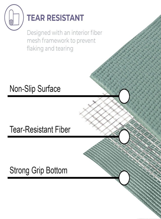 Sunshine Yoga Ascend Yoga Mat with Alignment Marks - Premium 6mm Thick, 72" x 24" Reversible Exercise Mat - Non Slip, Tear Resistant, Workout Mats for Pilates, Home, Studio, Gym, Floor Stretching - Sage Haven - Printed - Image 5