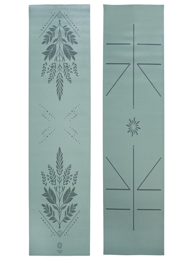 Sunshine Yoga Ascend Yoga Mat with Alignment Marks - Premium 6mm Thick, 72" x 24" Reversible Exercise Mat - Non Slip, Tear Resistant, Workout Mats for Pilates, Home, Studio, Gym, Floor Stretching - Sage Haven - Printed - Image 1