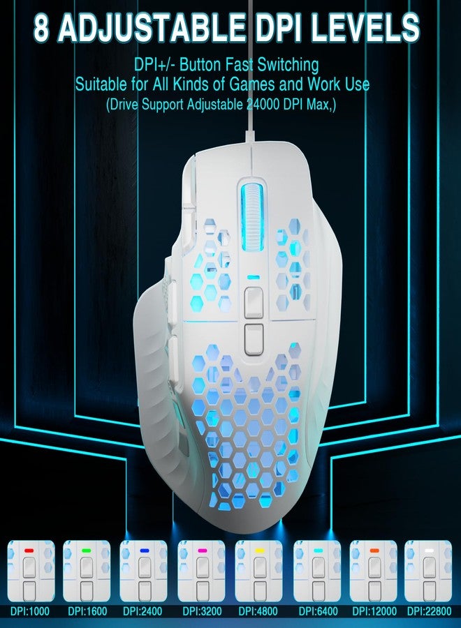 SOLAKAKA فأرة الألعاب SOLAKAKA SM809 للألعاب الجماعية عبر الإنترنت (MMO)، بدقة 24000 نقطة في البوصة، و16 زرًا قابلاً للبرمجة، وإضاءة RGB لأجهزة الكمبيوتر. - Image 2