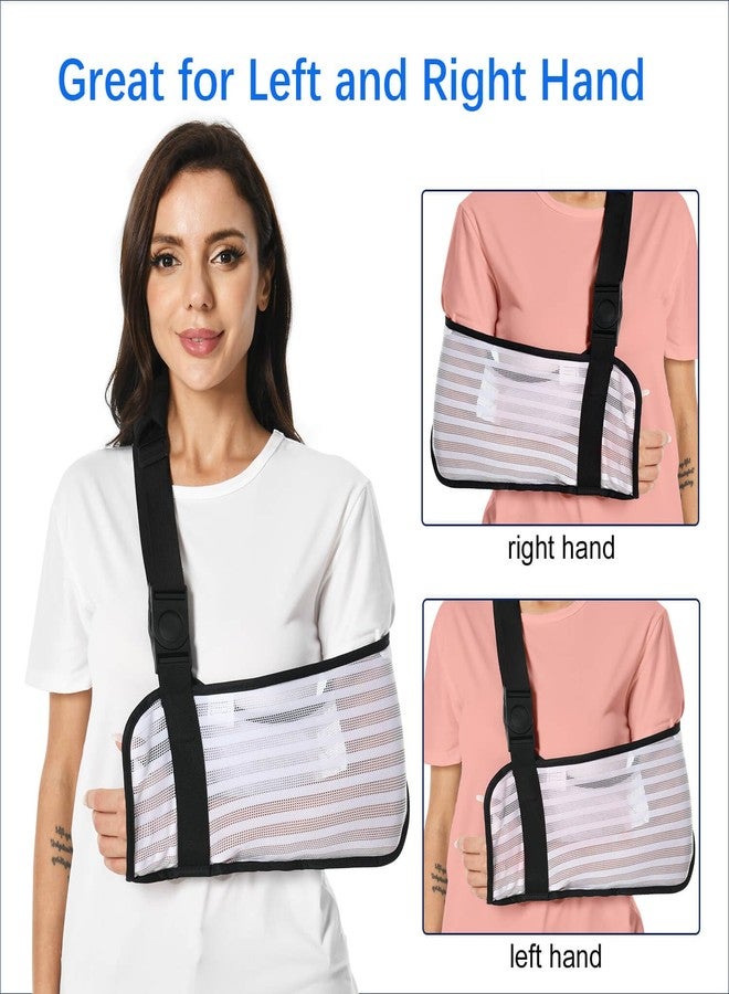 Ledhlth Arm Sling for Shoulder Elbow Waist Injury, Medical Shoulder Immobilizer with Removable Padded Strap, Breathable Arm Support Sling for Men Women, Mesh Brace for Torn Rotator Cuff,White - Image 3