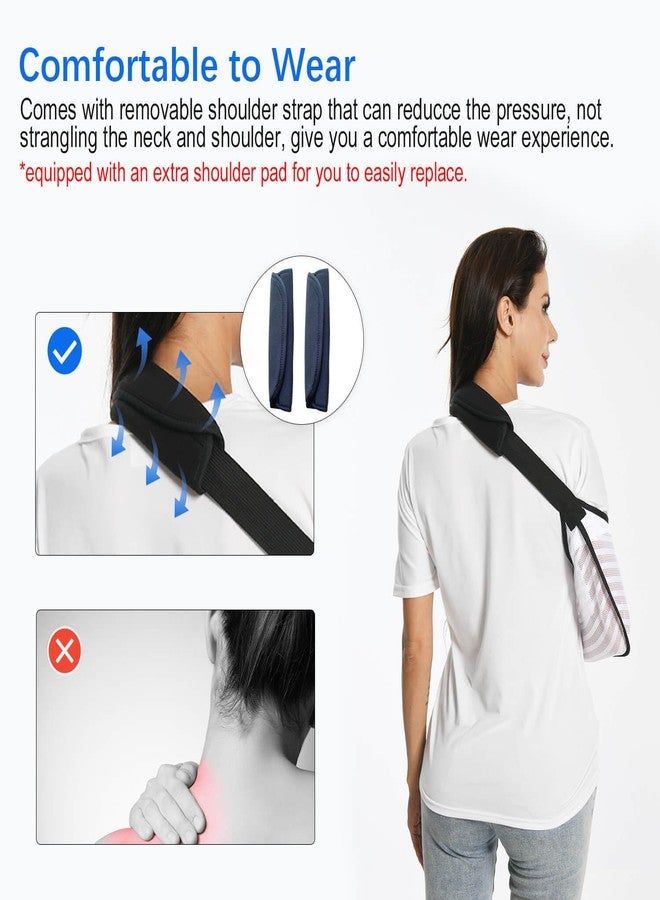 Ledhlth Arm Sling for Shoulder Elbow Waist Injury, Medical Shoulder Immobilizer with Removable Padded Strap, Breathable Arm Support Sling for Men Women, Mesh Brace for Torn Rotator Cuff,White - Image 4