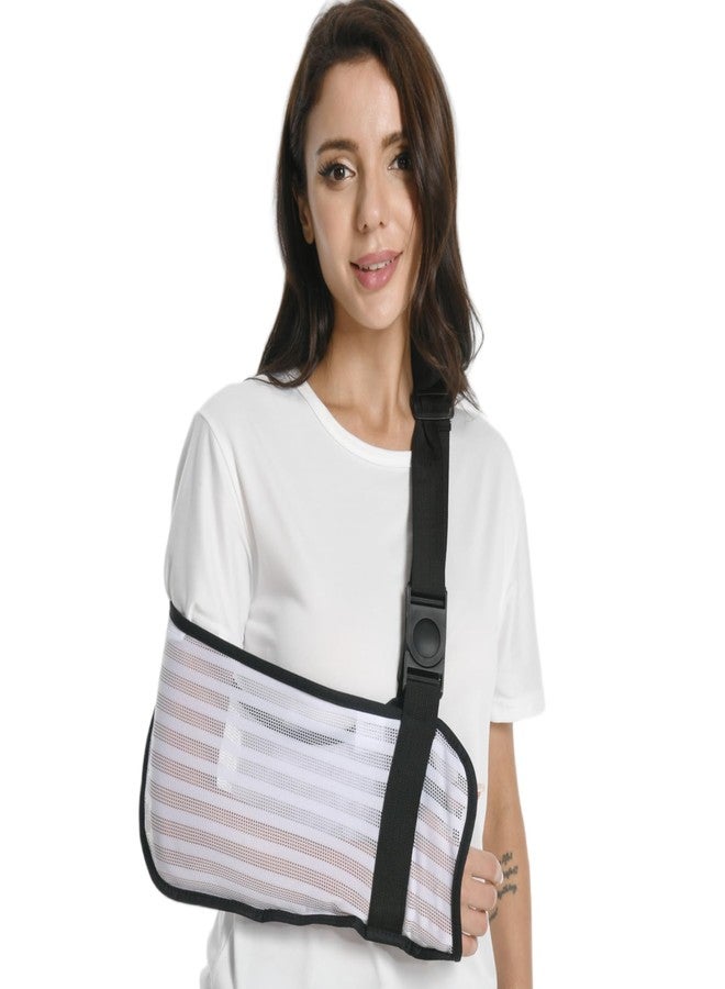 Ledhlth Arm Sling for Shoulder Elbow Waist Injury, Medical Shoulder Immobilizer with Removable Padded Strap, Breathable Arm Support Sling for Men Women, Mesh Brace for Torn Rotator Cuff,White - Image 1