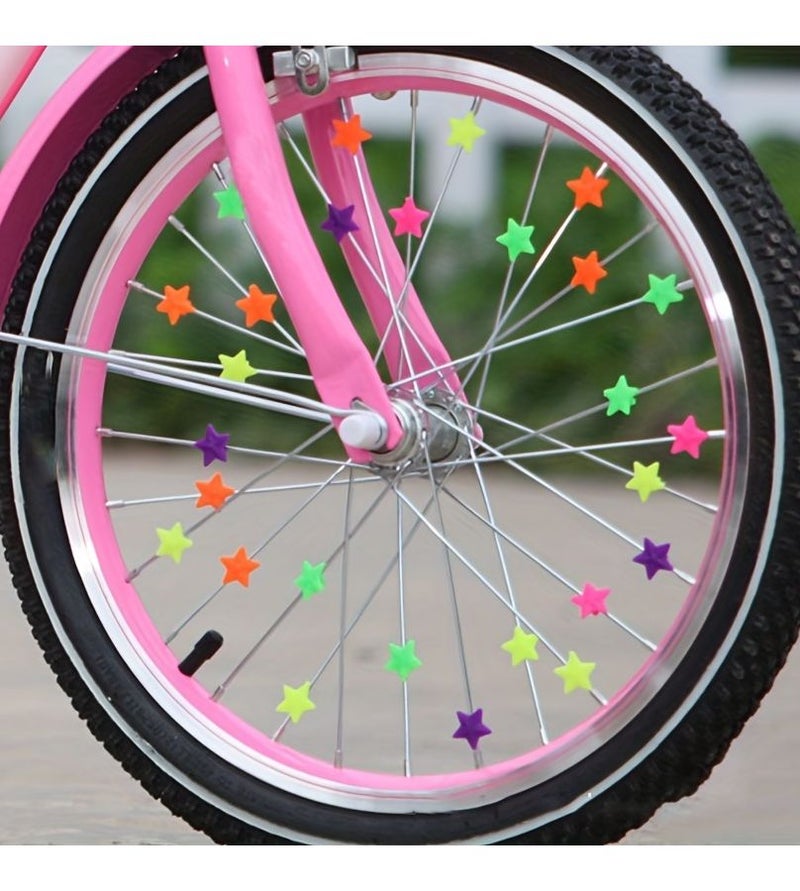 Mixed Color 36pcs Star Shaped Plastic Bicycle Spokes Beads Decor for Kids - Image 1