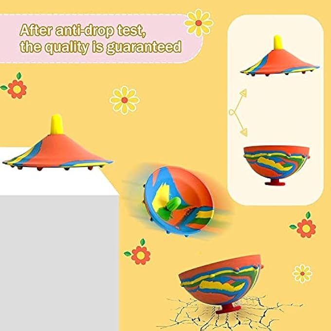 MAKINGTEC 4 Pcs Bouncing Bowl, Fidget Toys Creative Camouflage Bounce Bouncing Bowl Novelty Cool Spinning Stress Relief Toy Bounce Ball Children's Outdoor Game Sports Fingertip Toy for Kids - Image 3