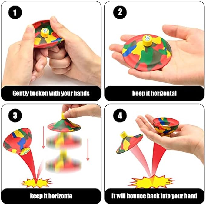 MAKINGTEC 4 Pcs Bouncing Bowl, Fidget Toys Creative Camouflage Bounce Bouncing Bowl Novelty Cool Spinning Stress Relief Toy Bounce Ball Children's Outdoor Game Sports Fingertip Toy for Kids - Image 5