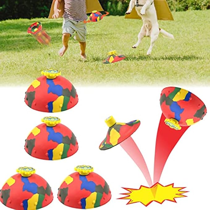 MAKINGTEC 4 Pcs Bouncing Bowl, Fidget Toys Creative Camouflage Bounce Bouncing Bowl Novelty Cool Spinning Stress Relief Toy Bounce Ball Children's Outdoor Game Sports Fingertip Toy for Kids - Image 1