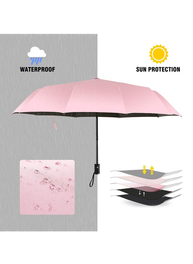 KYD - Umbrella Windproof Travel Umbrella 12 Ribs Auto Open & Close Collapsible Folding Compact Umbrella for Backpack - Image 1