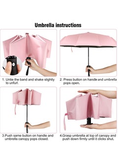 KYD Umbrella Windproof Travel Umbrella 12 Ribs Auto Open & Close Collapsible Folding Compact Umbrella for Backpack  - Image 4