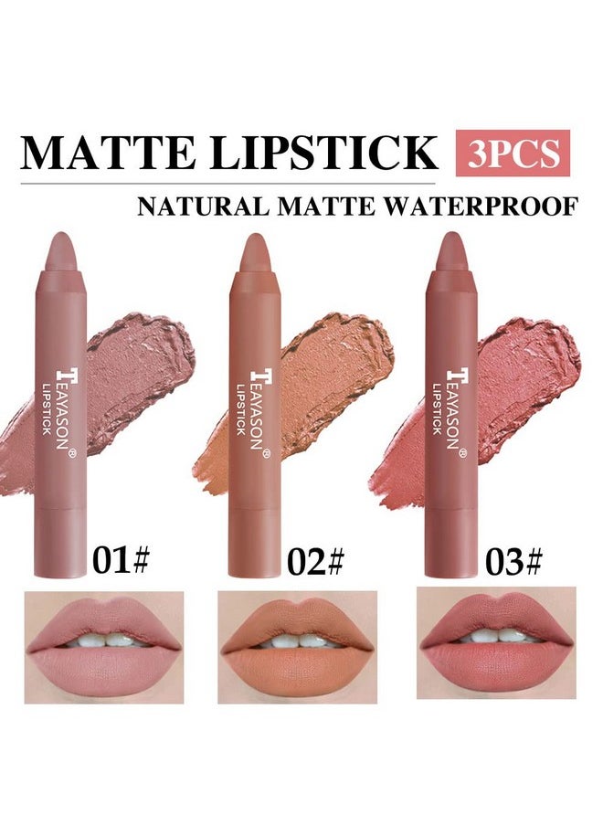 BINGBRUSH - BINGBRUSH 3 Colors Smooth Matte Lipstick Pack Set, Moisture Longwear Color Stick Ultimate Lip Crayon for Makeup Collection Matte Finish Waterproof Velvet Lipgloss Lip Stain - Image 1