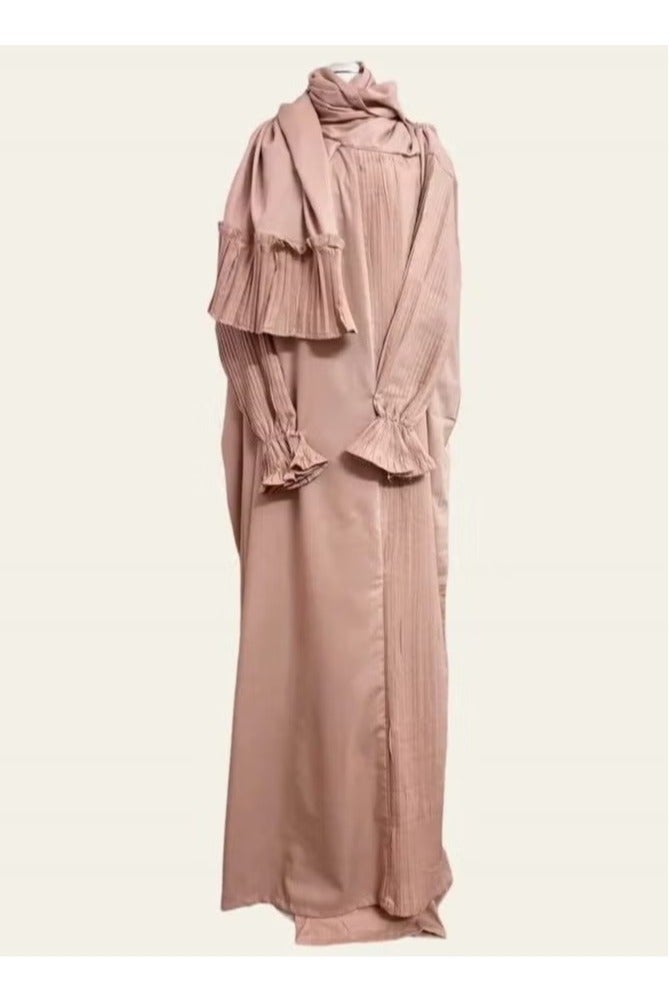 A very soft and comfortable one-piece prayer shawl that includes a scarf and covers the entire body in a one-size-fits-all, wide-fitting size.