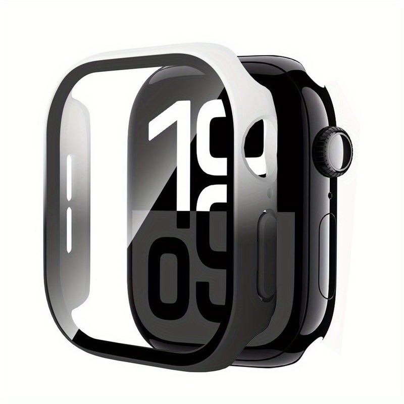 Two Tone Gradient Color Case With Tempered Glass Screen Protector For Apple Watch Series 10 42mm Yellow Green Slim Guard Bumper Full Coverage Hard PC Protective Cover HD Ultra Thin - Image 1