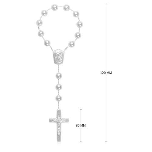 CHENGXIN 24 Pieces Baptism Rosary Acrylic Rosary Beads Mini Rosaries with Angel for The First Communion Baptism Party Favors (White) - Image 3