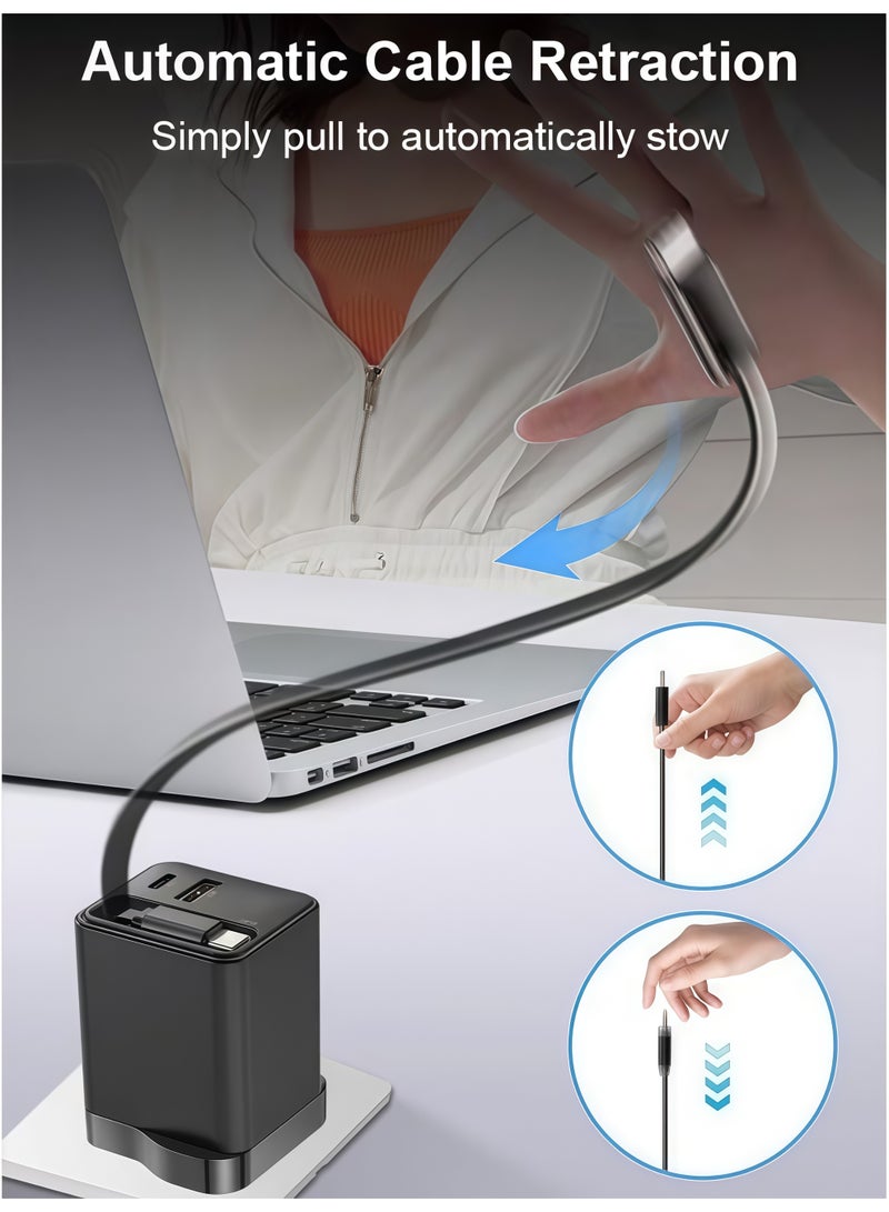 Luttec 65W Ultra Fast Gallium Nitride Charger with Built-In Extension Cable, Type-C/USB Dual Interface, Safe and Durable, Compatible with Multiple Devices - Image 4