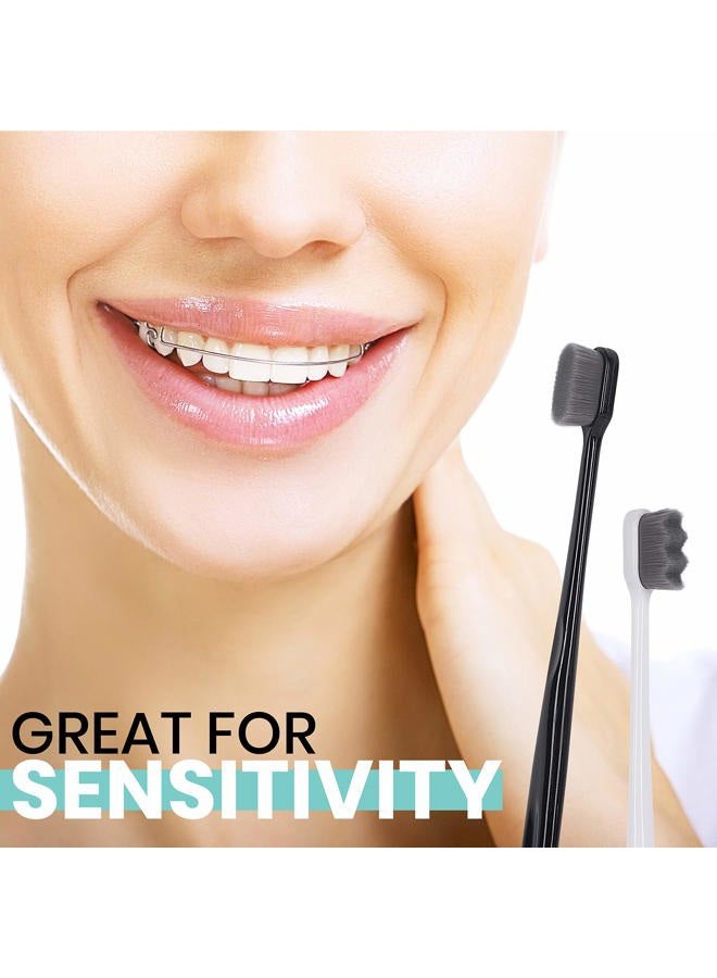 Lingito Extra Soft Charcoal Toothbrushes, Nano Toothbrush Sensitive Gums, Soft Bristle Toothbrush Adult Sensitive Teeth, Ultra Soft Toothbrush Extra Protection Gum Care, Charcoal Toothbrush (4 Pack-Charcoal) - Image 3