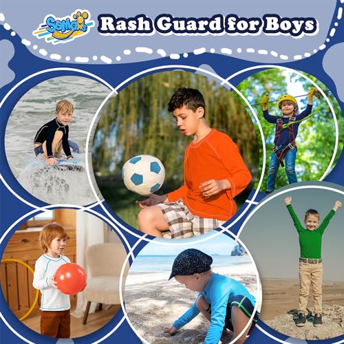 Semois Rash Guard for Boys Long Sleeve Swim Shirt for Toddler Kids 3T Navy Blue Rashguard Water Swimming Shirt UPF+ 50 - Image 4