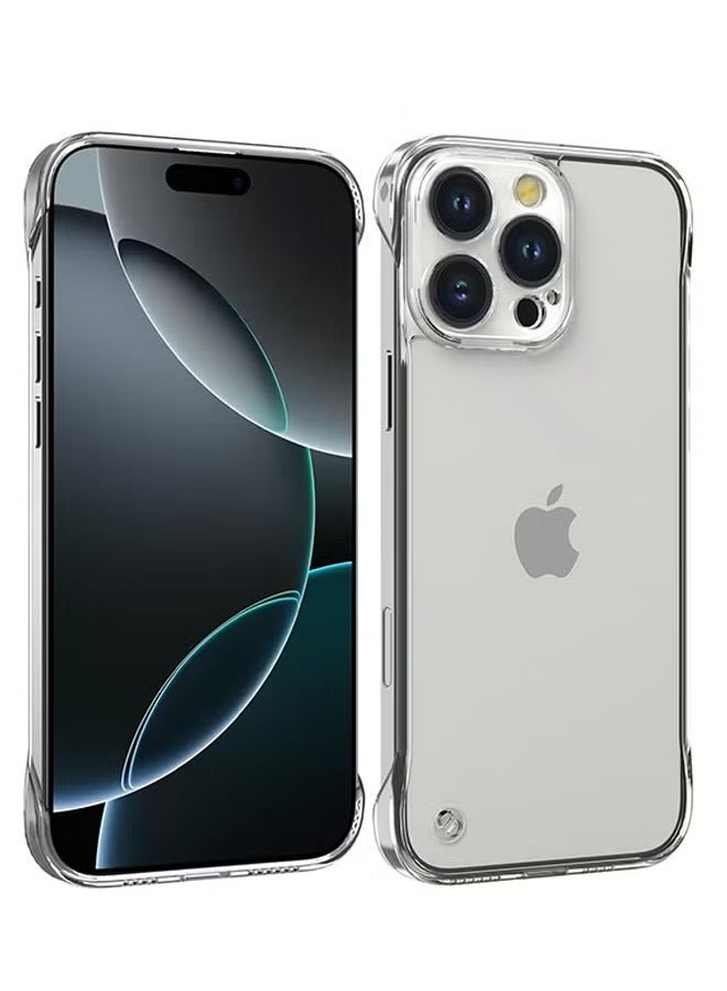 Frameless Phone Case Cover for iPhone 16 Pro, Ultra Thin Clear Hard PC Case Full Camera Coverage Shock Absorption Back Cover for iPhone 16 Pro, 6.3 inch - Clear - Image 1