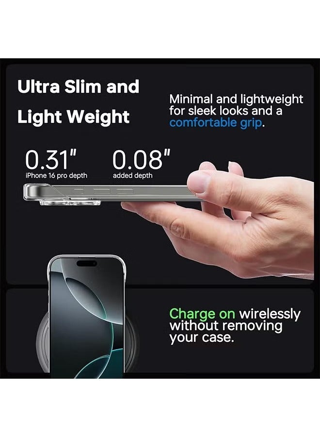 Frameless Phone Case Cover for iPhone 16 Pro, Ultra Thin Clear Hard PC Case Full Camera Coverage Shock Absorption Back Cover for iPhone 16 Pro, 6.3 inch - Clear - Image 3