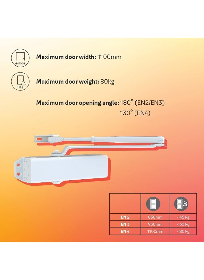 Yale 722 Pro Door Closer, White  - Image 2