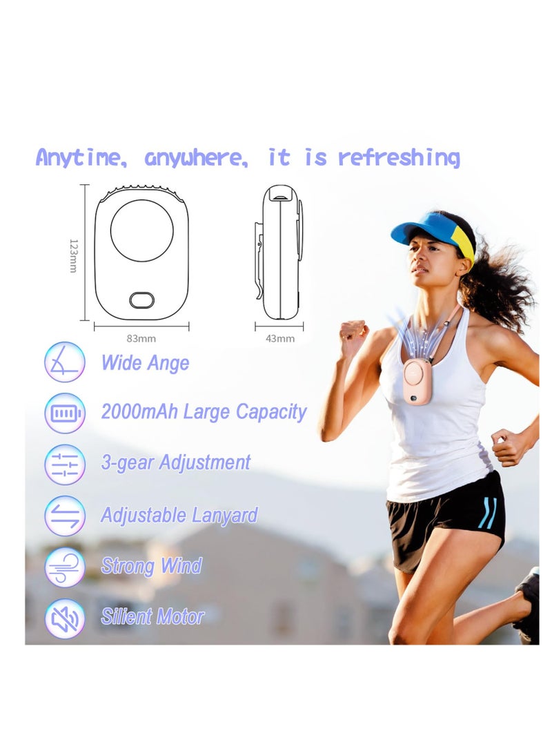 سونسر مروحة محمولة على الرقبة، مروحة شخصية بدون استخدام اليدين قابلة لإعادة الشحن عبر USB، مروحة شخصية بدون استخدام اليدين مع تصميم حبل قابل للتعديل مروحة سفر مدمجة 3 إعدادات سرعة الرياح مروحة يمكن ارتداؤها للسفر في الأماكن المغلقة في الهواء الطلق - Image 2