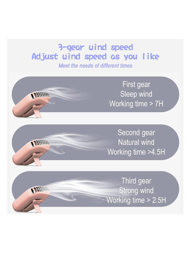 سونسر مروحة محمولة على الرقبة، مروحة شخصية بدون استخدام اليدين قابلة لإعادة الشحن عبر USB، مروحة شخصية بدون استخدام اليدين مع تصميم حبل قابل للتعديل مروحة سفر مدمجة 3 إعدادات سرعة الرياح مروحة يمكن ارتداؤها للسفر في الأماكن المغلقة في الهواء الطلق - Image 3