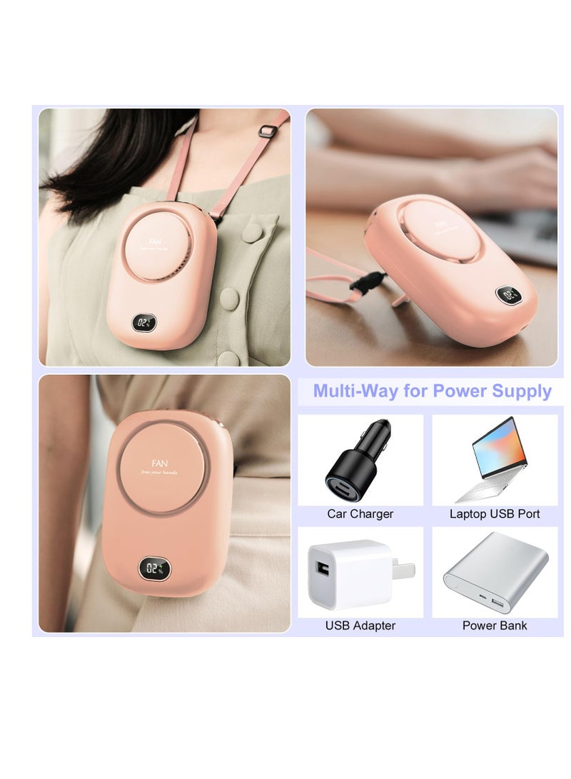 سونسر مروحة محمولة على الرقبة، مروحة شخصية بدون استخدام اليدين قابلة لإعادة الشحن عبر USB، مروحة شخصية بدون استخدام اليدين مع تصميم حبل قابل للتعديل مروحة سفر مدمجة 3 إعدادات سرعة الرياح مروحة يمكن ارتداؤها للسفر في الأماكن المغلقة في الهواء الطلق - Image 5