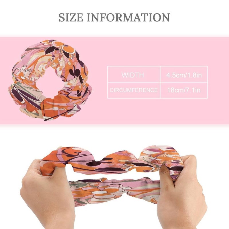 Floral Pattern Satin Scrunchies Fluffy Hair Ties Soft Jumbo Scrunchy Large Thick Elastic Hair Bands Cute Satin Hair Scrunchies Ideal Gift for Women Hair Accessories Decor - Image 2