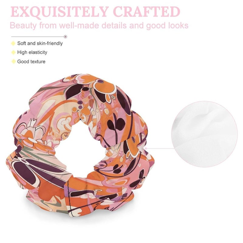 Floral Pattern Satin Scrunchies Fluffy Hair Ties Soft Jumbo Scrunchy Large Thick Elastic Hair Bands Cute Satin Hair Scrunchies Ideal Gift for Women Hair Accessories Decor - Image 5