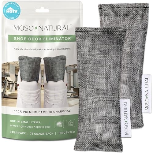 MOSO NATURAL Odor Absorbers, Eliminator For Shoes, Gym Bags&Sports Gear. Premium Moso Bamboo Charcoal Air Purifying Bag And Deodorizer 75Gm*2 (Two Bags Per Package)| Lasts up to 2 years! Long Lasting - Image 1