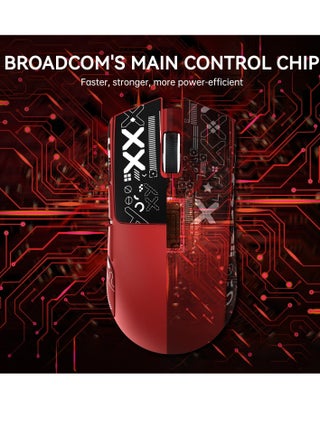 ماوس ألعاب لاسلكي خفيف الوزن X11 مع قاعدة شحن RGB، وضع ثلاثي - 2.4G/USB-C سلكي/بلوتوث، 22K DPI، مستشعر بصري PAW3311، مفتاح HUYU، 5 أزرار قابلة للبرمجة لجهاز الكمبيوتر/ماك (أحمر وملصق) - view 3