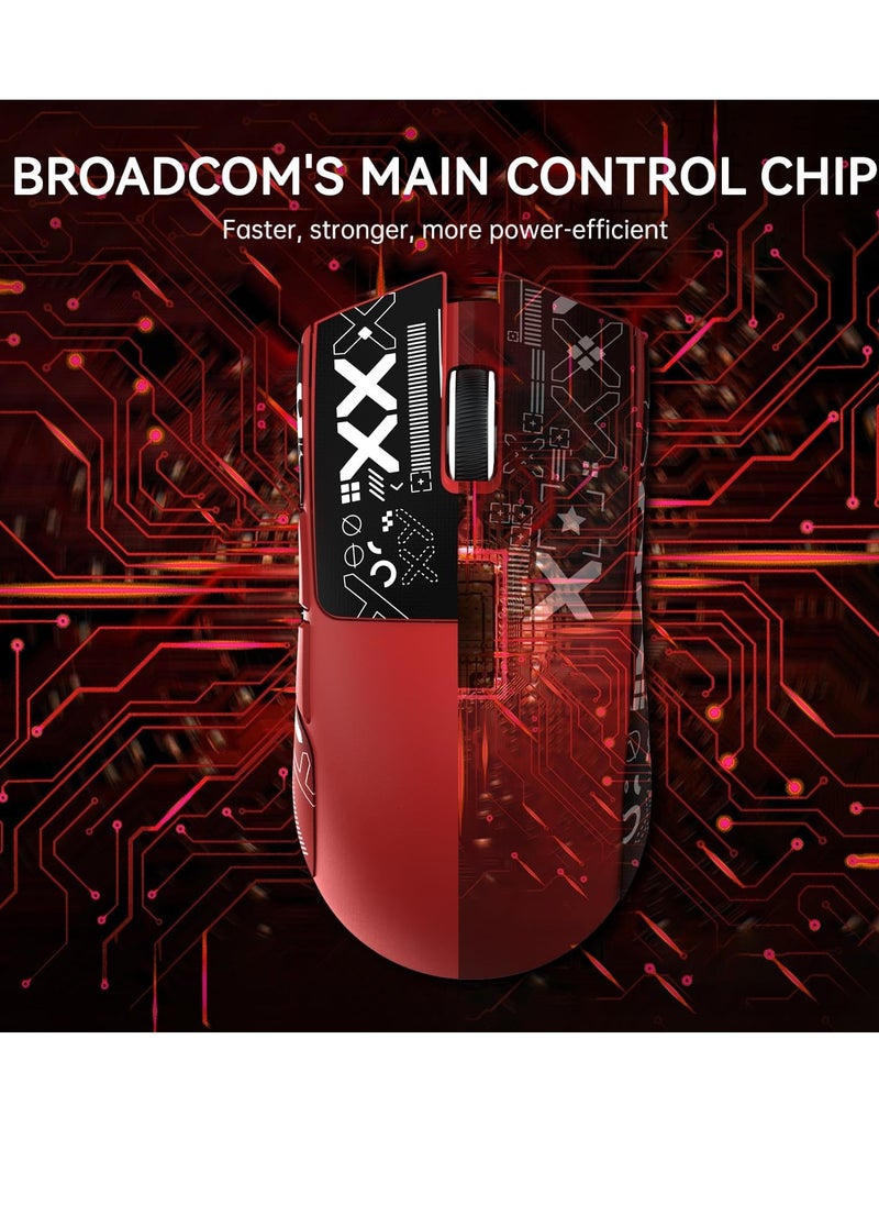 Attack Shark X11 Lightweight Wireless Gaming Mouse with RGB Charging Dock,Tri-Mode-2.4G/USB-C Wired/BT,22K DPI,PAW3311 Optical Sensor,HUYU Switch, 5 programmable Buttons for PC/Mac(Red&Sticker)  - Image 3