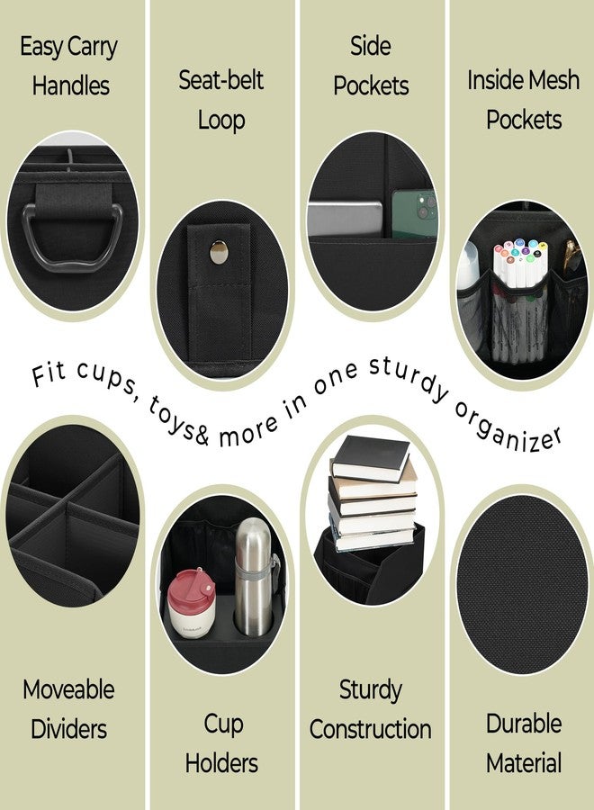 STORAGEIDEAS Car Seat Organizer Backseat Front Seat, Car Organizer With 12 Storage Compartments 2 Cup Holders, Snack Storage For Kids Baby, SUV Truck Van Collapsible Storage Bag For Travel, BK - Image 2
