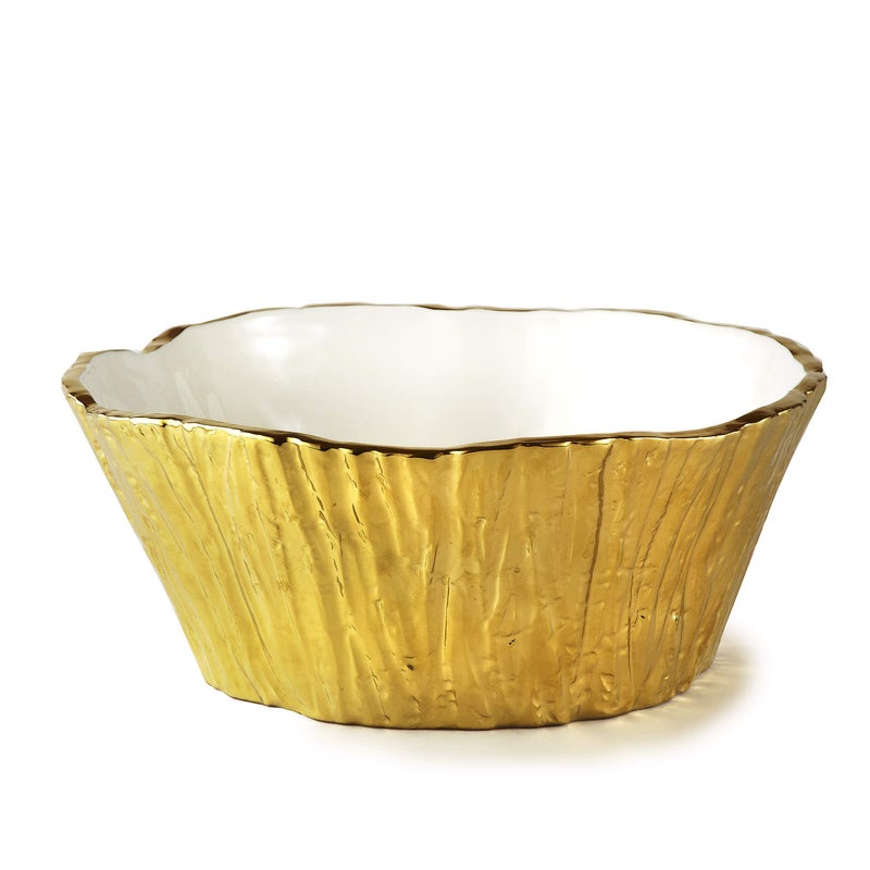 Elegance Tree Bark Porcelain Serving Bowl 105 Inch Gold