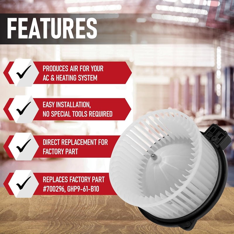 AA Ignition HVAC Heater Blower Motor with Fan Replacement by - Compatible with 2014-2018 Mazda 3 & 2013-2016 CX-5 with 2.0L, 2.5L - Replaces 700296, GHP961B10, KD4561B10, MA3126109 - Image 2