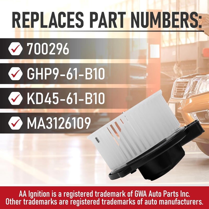 AA Ignition HVAC Heater Blower Motor with Fan Replacement by - Compatible with 2014-2018 Mazda 3 & 2013-2016 CX-5 with 2.0L, 2.5L - Replaces 700296, GHP961B10, KD4561B10, MA3126109 - Image 3