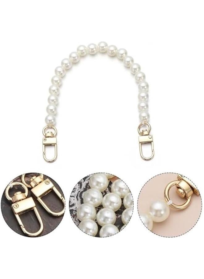 4Pcs Imitation Pearl Beads 4 Sizes Short Long Handle Shoulder Cross Body Handbag Chains Purse Chain Strap Faux Pearl Strap with Metal Buckles(white)  - Image 5