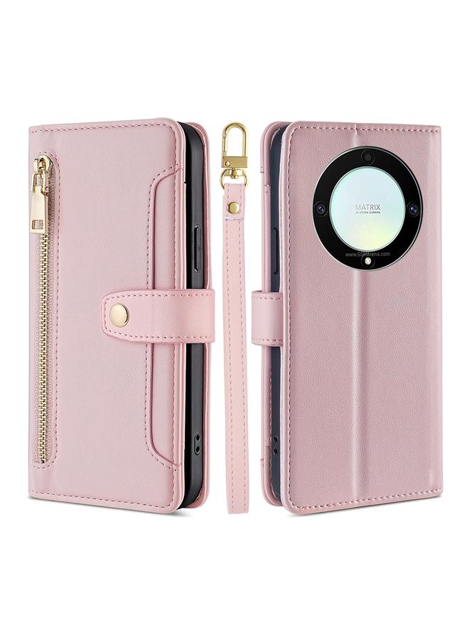 Zaboon Case For Honor X9a 5G Sheep Texture Cross-body Zipper Wallet Leather Phone Case - Image 1