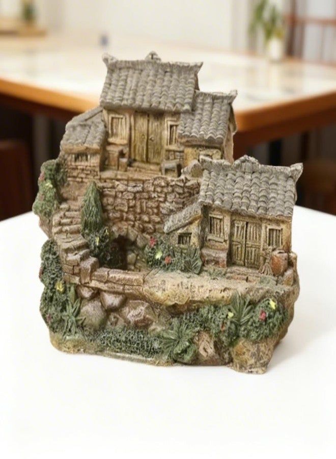 ROYAL FOUNTAIN Miniature Village House Model, Resin, Multi-Level Terraced Design with Tiled Roofs, 9.5 x 7 x 6.6 cm - Image 4