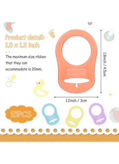 Patelai Patelai 15 Pieces Soft Silicone Baby Pacifier Clips Holders Silicone Adapter Rings Holder Baby Nipple Rings Baby Dummy Pacifier Holder for Baby Pacifiers (Assorted Colors)  - Image 2