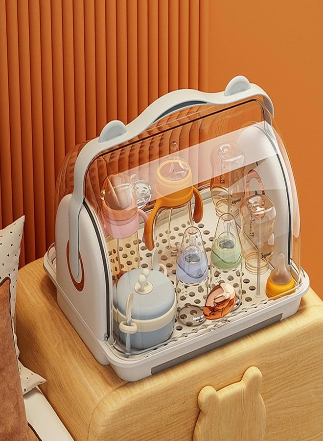 KEYOZA حامل تجفيف وتخزين زجاجات الرضاعة من كيوزا، صندوق تخزين كبير لزجاجات الرضاعة مع غطاء، منظم محمول لخزانة المطبخ، حامل زجاجات للأطفال الرضع والصغار، سهل التنظيف - Image 1