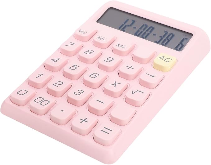 Pink Desktop Calculator With Large Buttons Clear LCD Display For Office School Business - Image 1