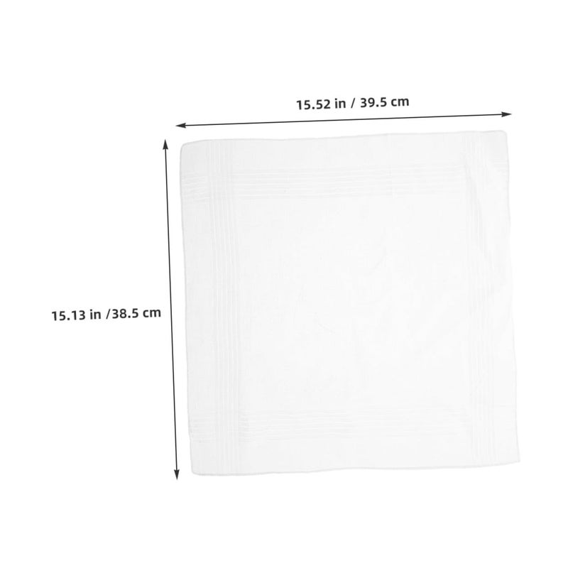 White Cotton Handkerchiefs 18 Pack Soft Reusable Pocket Squares Machine Washable - Image 3